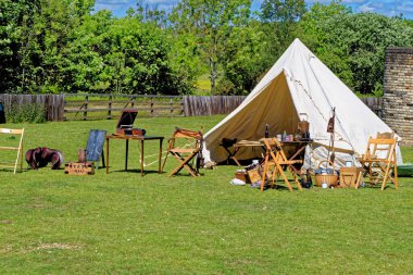 Birinci Dünya Savaşı 'ndaki klasik kopya kampı - yaşayan tarih - Beamish, Durham County, İngiltere, İngiltere, 12 Haziran 2021