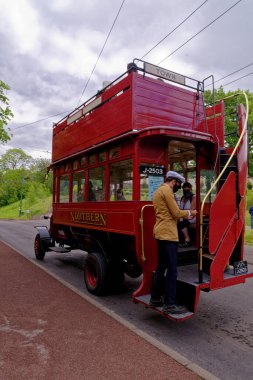Beamish Village, Durham County, İngiltere 'de klasik otobüs etkinliği, 12 Haziran 2021