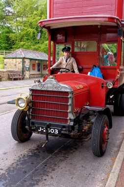 Beamish Village, Durham County, İngiltere 'de klasik otobüs etkinliği, 12 Haziran 2021