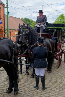 Ziyaretçiler için at arabası gezileri - Beamish Village, Durham County, İngiltere, 12 Haziran 2021