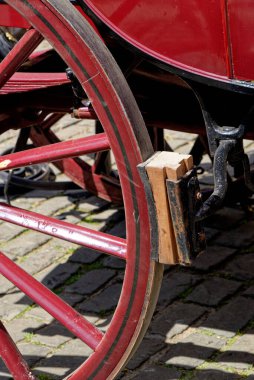Vintage - Wooden Wagon Wheel 'in Detayları - Beamish Village, Durham County, İngiltere