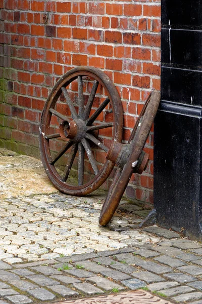 Vintage Wooden Wagon Wheel Detayları Beamish Village Durham County Ngiltere — Stok fotoğraf