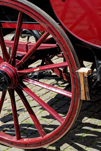 Vintage Details Wooden Wagon Wheel Beamish Village Durham County England — Stock Photo, Image