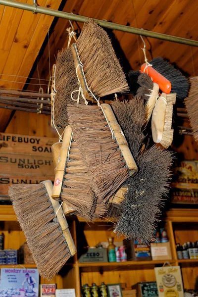 Brooms Sale Convenient Store Beamish Village Durham County England United — стоковое фото