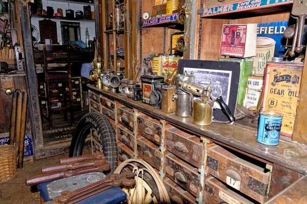 Intérieur Ancien Atelier Service Voitures Poussiéreuses Beamish Village Comté Durham — Photo