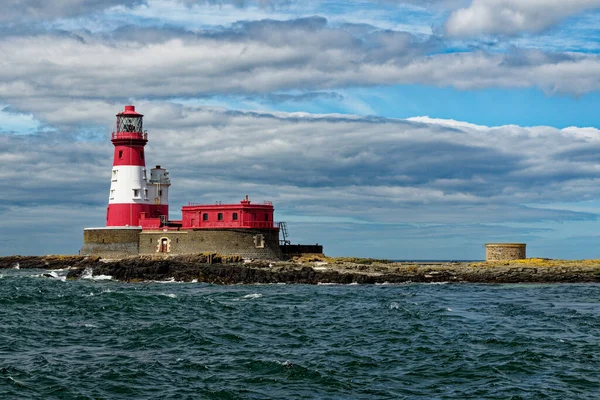 Phare Longstone Situé Sur Les Îles Farne Extérieures Sur Côte — Photo