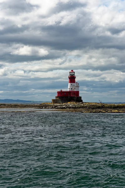 Phare Longstone Situé Sur Les Îles Farne Extérieures Sur Côte — Photo