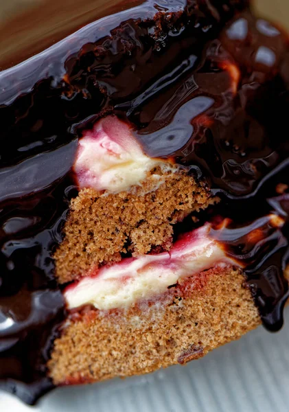 Zwarte Boscake Schwarzwalder Kirschtorte Cake Zwarte Woud Gateau Met Pure — Stockfoto