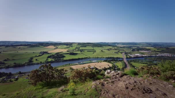 View Top Kinnoull Hill Perth Scotland United Kingdom Showing Friarton — Stock Video