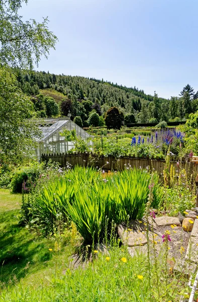 Vegetable garden and glass houses in the Balmoral Castle Estate, Aberdeenshire, North East Scottish Highlands