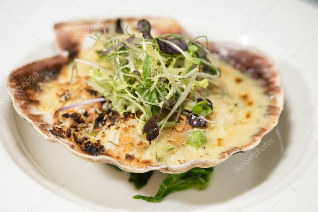 Seafood - Baked Scallop On The Shell