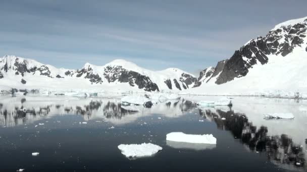 Línea costera de la Antártida - Calentamiento global - Formaciones de hielo — Vídeo de stock