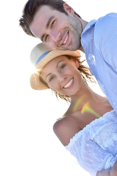 Casal alegre em férias — Fotografia de Stock