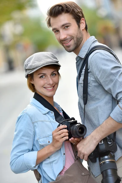 Fotógrafos fazendo reportagem — Fotografia de Stock