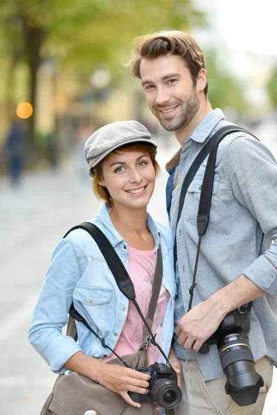 Photographers doing a photo reportage — Stock Photo, Image