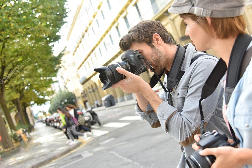 people doing a photo reportage