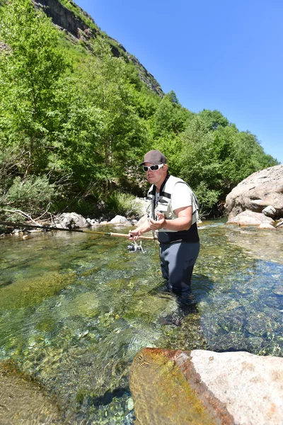 Fisherman trout fishing with bait — Stock Photo, Image