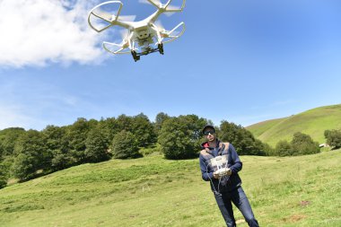 Man handling drone clipart