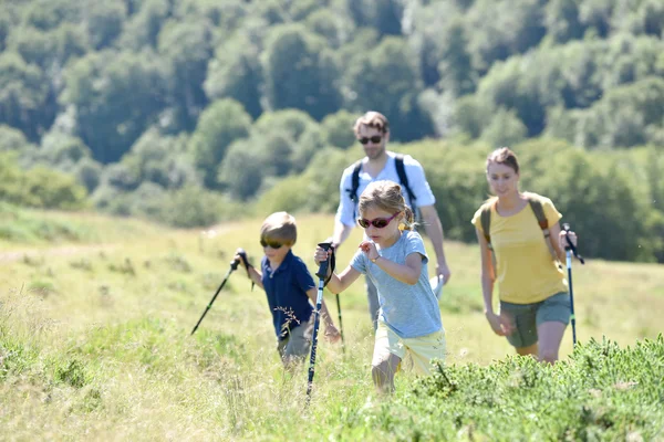 Hiking family walking together — Stock Photo, Image