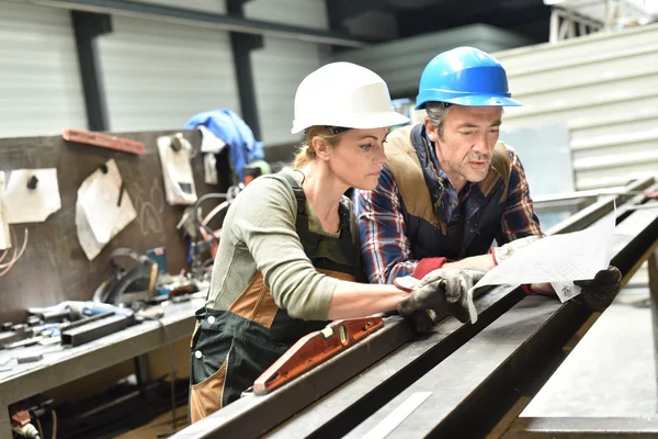 Ingenieros trabajando en almacén — Foto de Stock