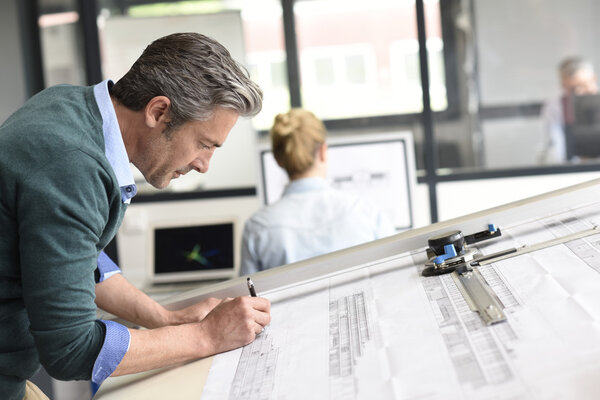 Architect working on project