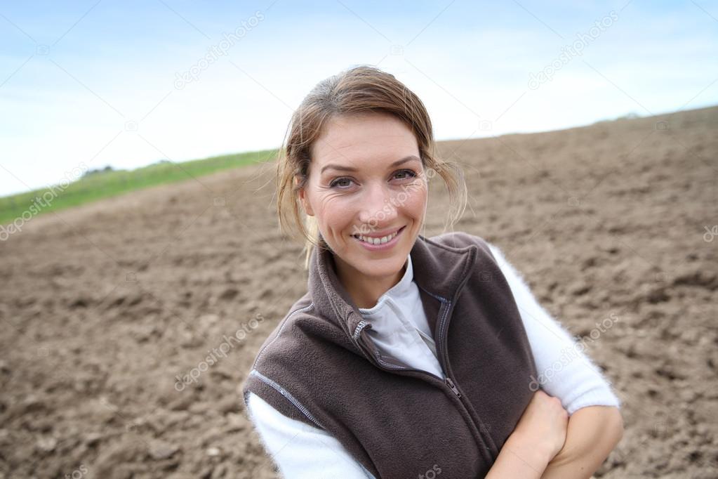 Farmer woman on farming land