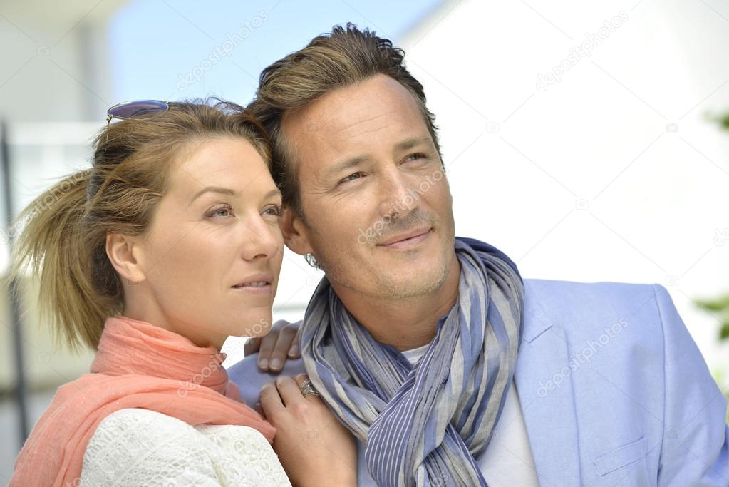 Mature couple looking towards future