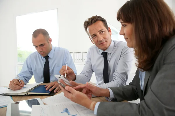 Business people book meeting time — Stock Photo, Image