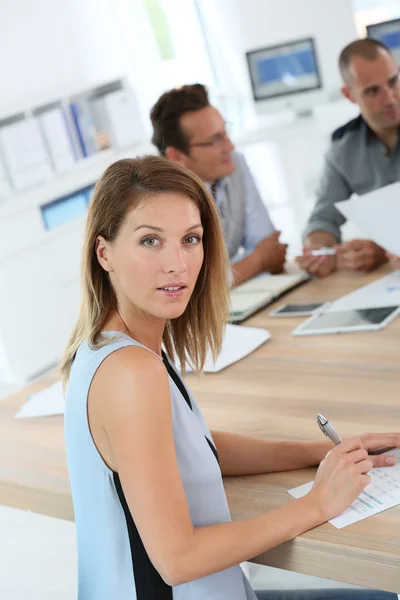 Woman attending business meeting — Stock Photo, Image