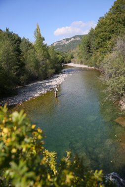 Nehirde avlanma balıkçı