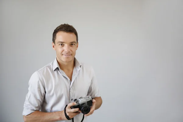 Photographer with vintage camera — Stock Photo, Image