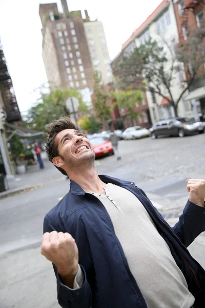 Man expressing happiness and screaming — Stock Photo, Image