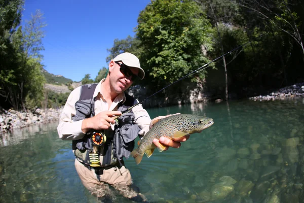 Vissers houden fario forel onlangs gevangen — Stockfoto