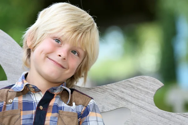 Солодкий блондин 7-річний хлопчик Стокова Картинка