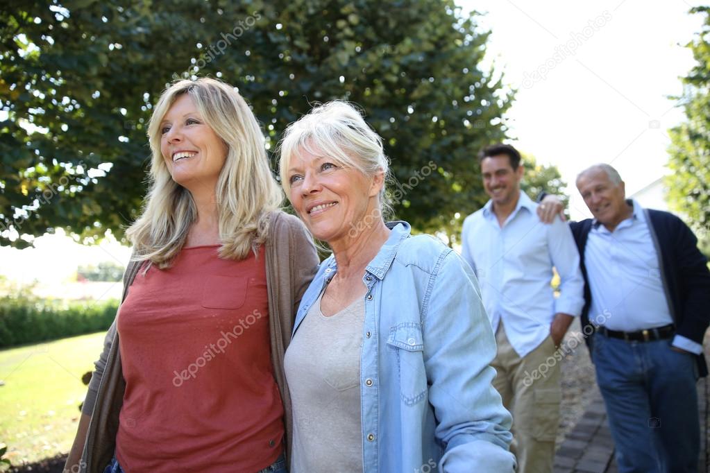 Family walk in park