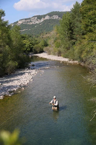 Pesca con mosca en el río —  Fotos de Stock