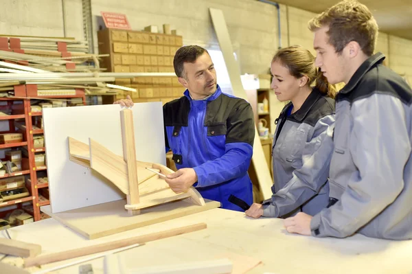 Students in woodwork training course — Stock Photo, Image