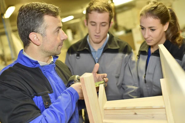 Students in woodwork training course — Stock Photo, Image