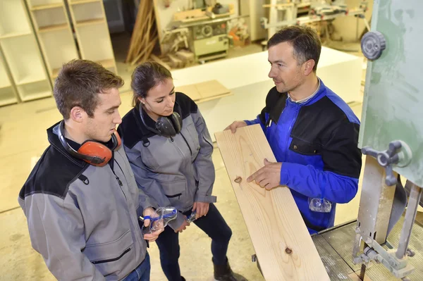 Students at woodwork training course — Stock Photo, Image