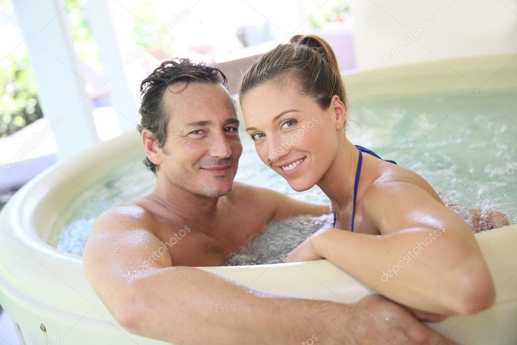 Romantic couple in tub