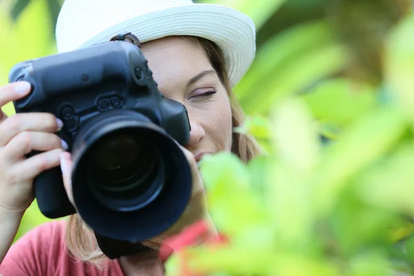 Fotógrafo tomando fotos de la naturaleza —  Fotos de Stock