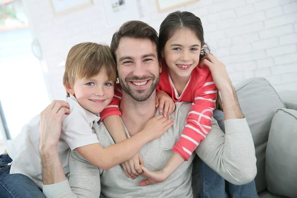 Cheerful daddy with kids — Stock Photo, Image