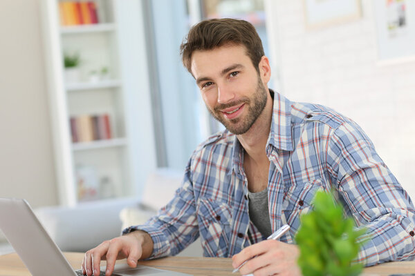 Businessman at home working