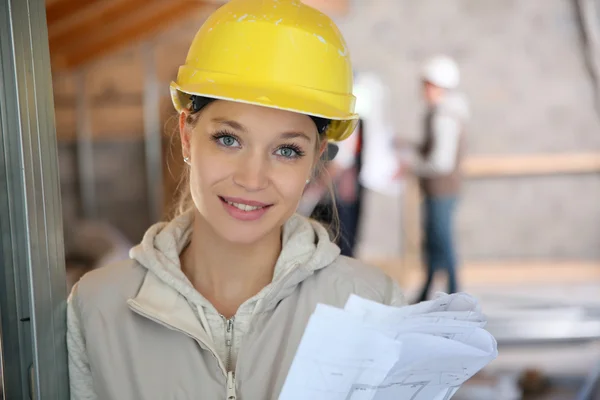 Nő építőipari szakmai képzés — Stock Fotó