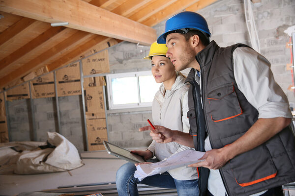 Woman on building site