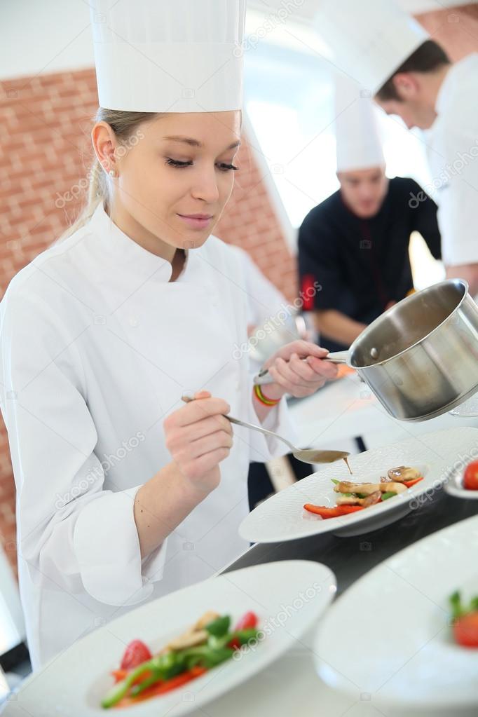 Woman in cooking class