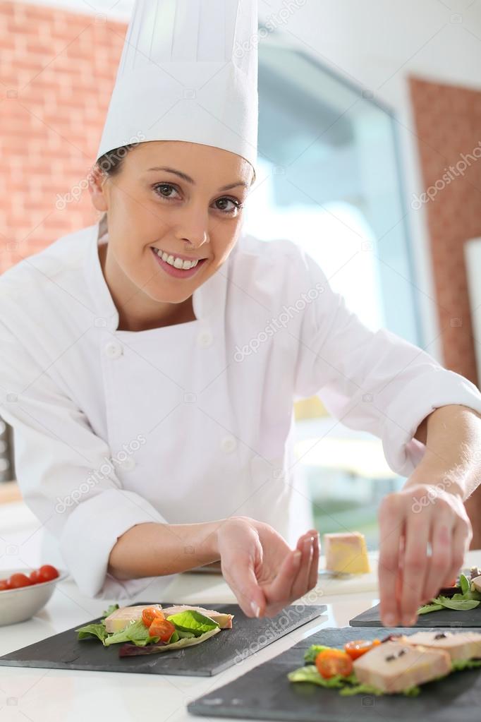 Chef preparing foie gras