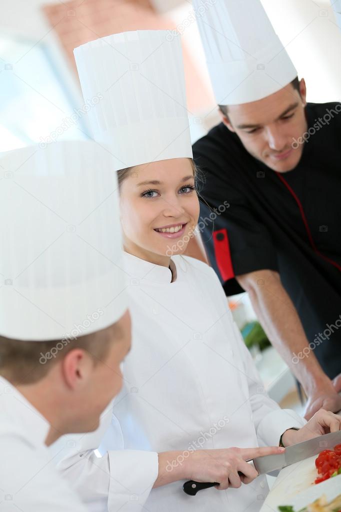 Girl at cooking training course