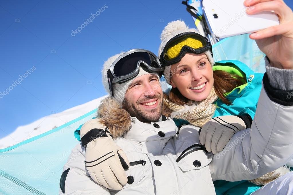 Couple making selfy