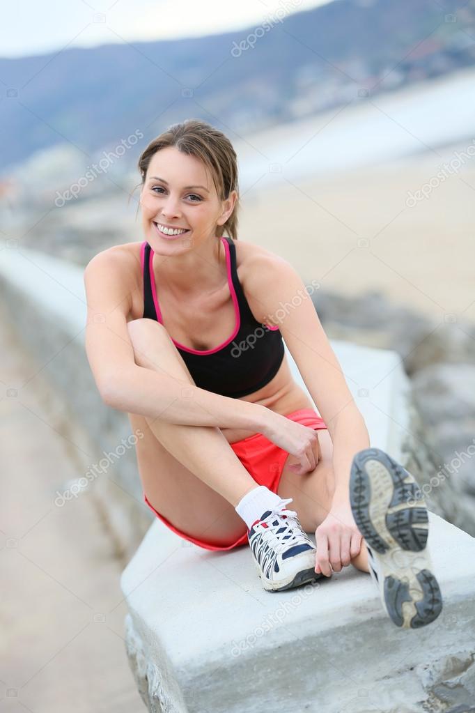 Fitness girl relaxing